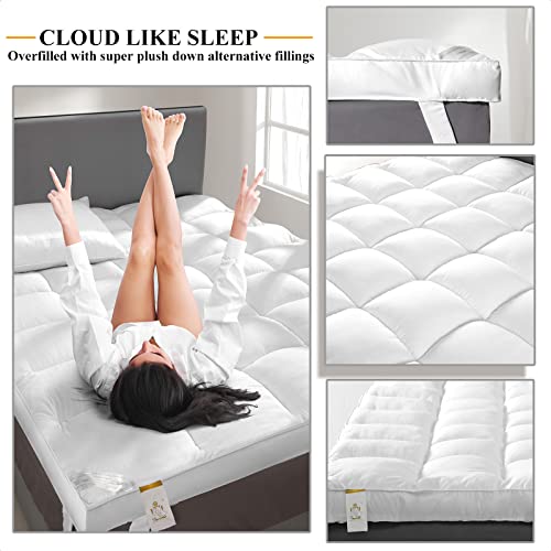 Extra Thick King Mattress Topper, Soft Plush Cooling Overfilled 1400GSM Mattress Pad N18177