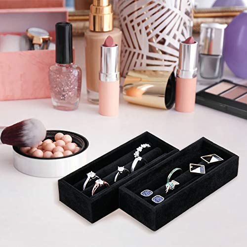 2PCS Black Velvet 8 Slots Jewelry Tray V393959